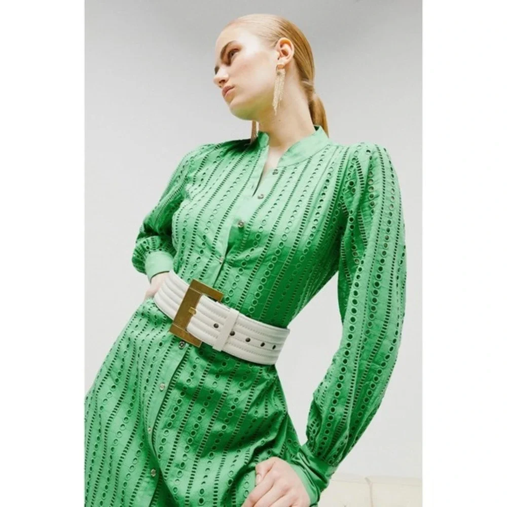 karen millen green dress long sleeve | Dresses | Karen Millen Eyelet Us 4 Shirt Dress texas tax free weekend